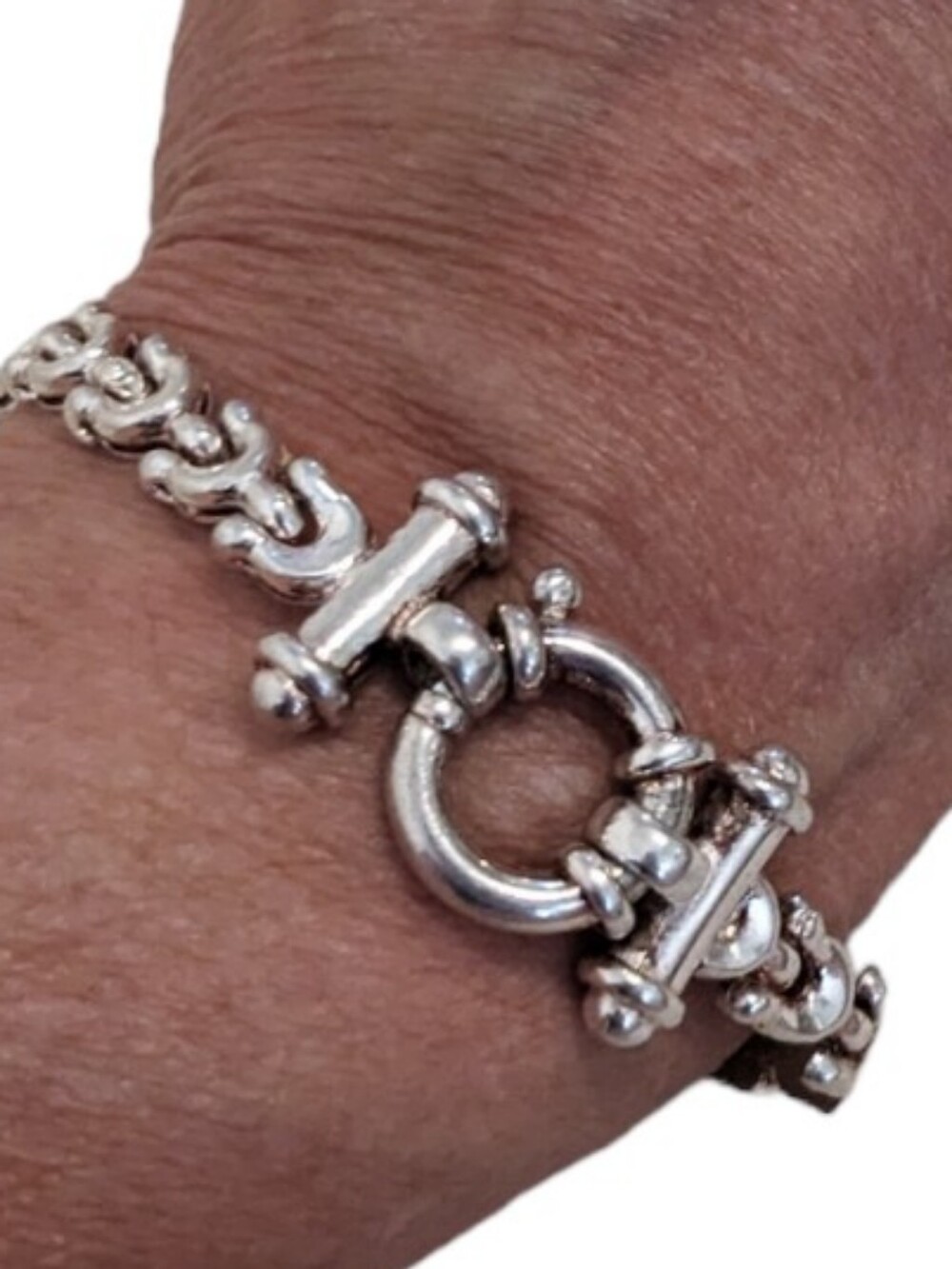 Sterling Silver Vintage Equestrian Horseshoe Bracelet Toggle Classic Heirloom